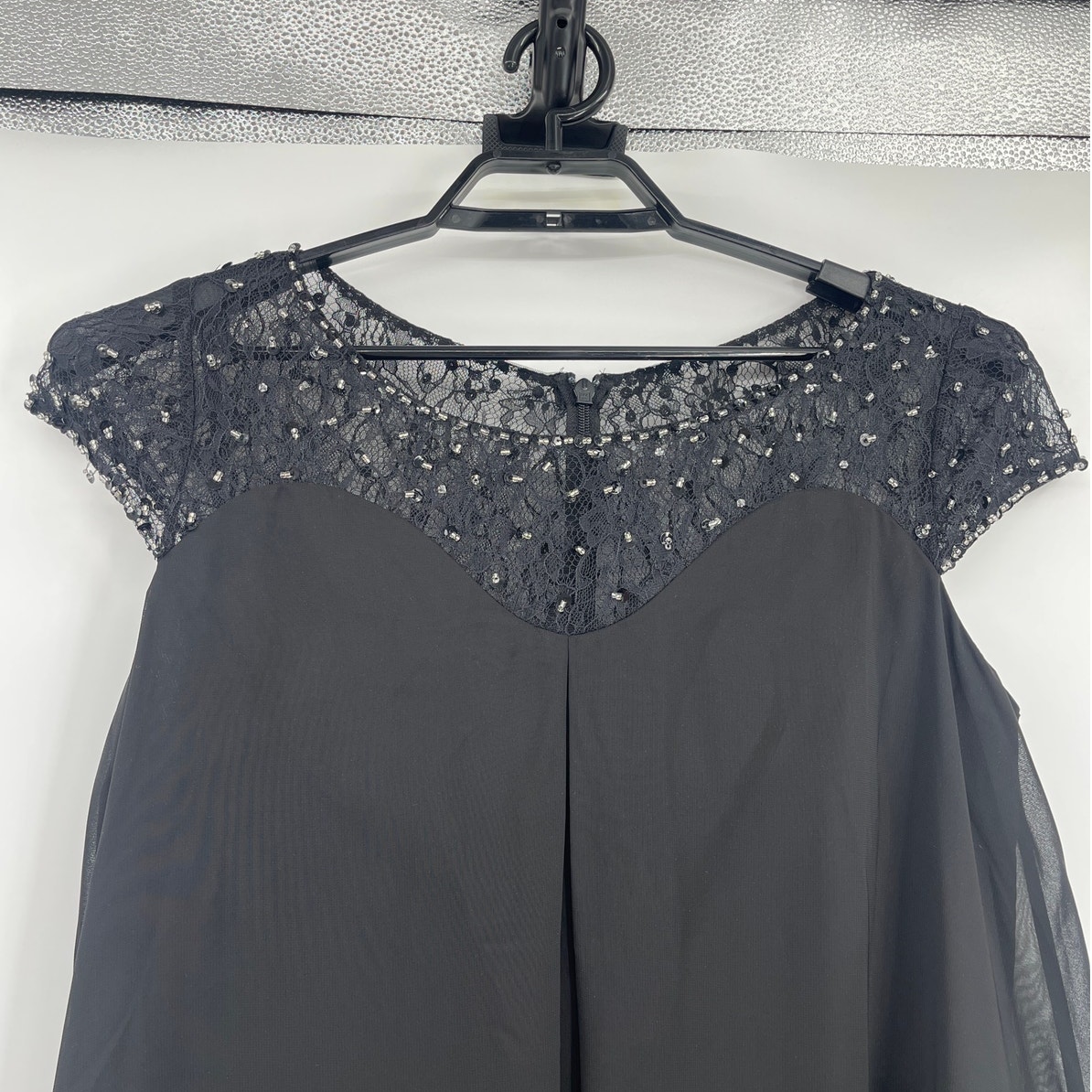 Jj's House Chiffon Aline Dress Sz 12 Sequin Crystals Glam Formal Cocktail Nwt — image 3 of 8